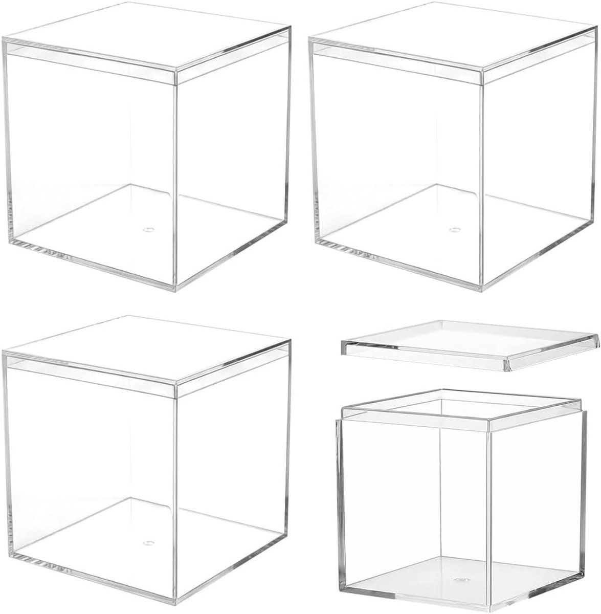 Transparante acrylboxen set van 4 - Perfect voor opslag, organisatie en decoratie in huis