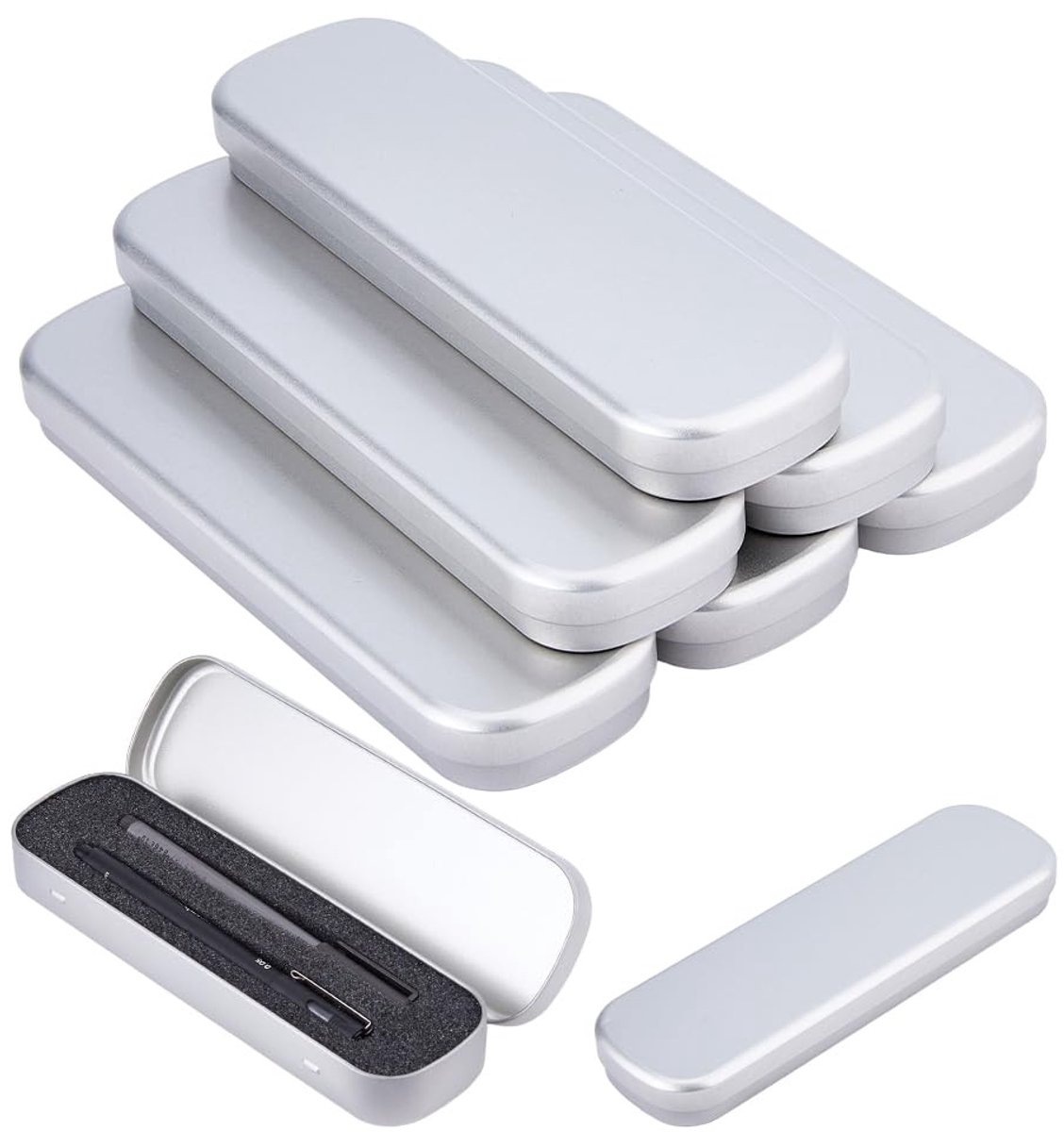 Omgoods - Set van 6 Witte IJzeren Potlooddozen voor Opberging