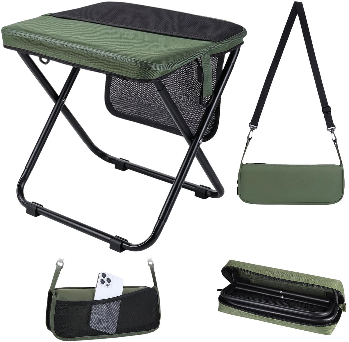 Omgoods - Opvouwbare Campingkruk - Draagbaar en Inklapbaar - 33 x 27 x 32 cm - Tot 120 kg