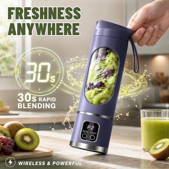 Omgoods - Draagbare Mini Blender met LED-Display en 12 Messen — afbeelding 4