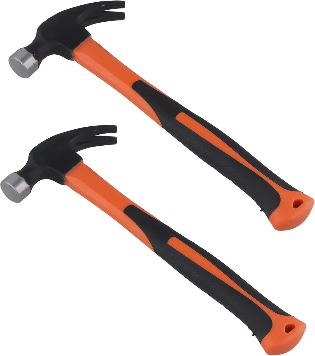 Set van 2 klauwhamers 16 oz met rechte handvatten voor het trekken van nagels en houtbewerking, ideaal voor klussen en renovaties, 13 x 3 x 32 cm