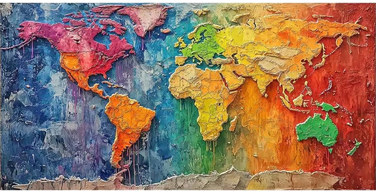Omgoods - Diamant Schilderij Wereldkaart voor Volwassenen 85 x 45 cm