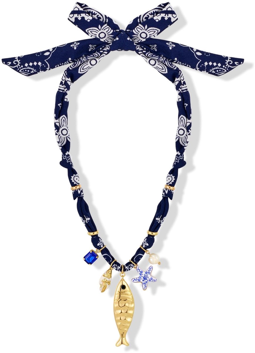 Omgoods - Dames Halsketting met Zijde en Vis Hanger