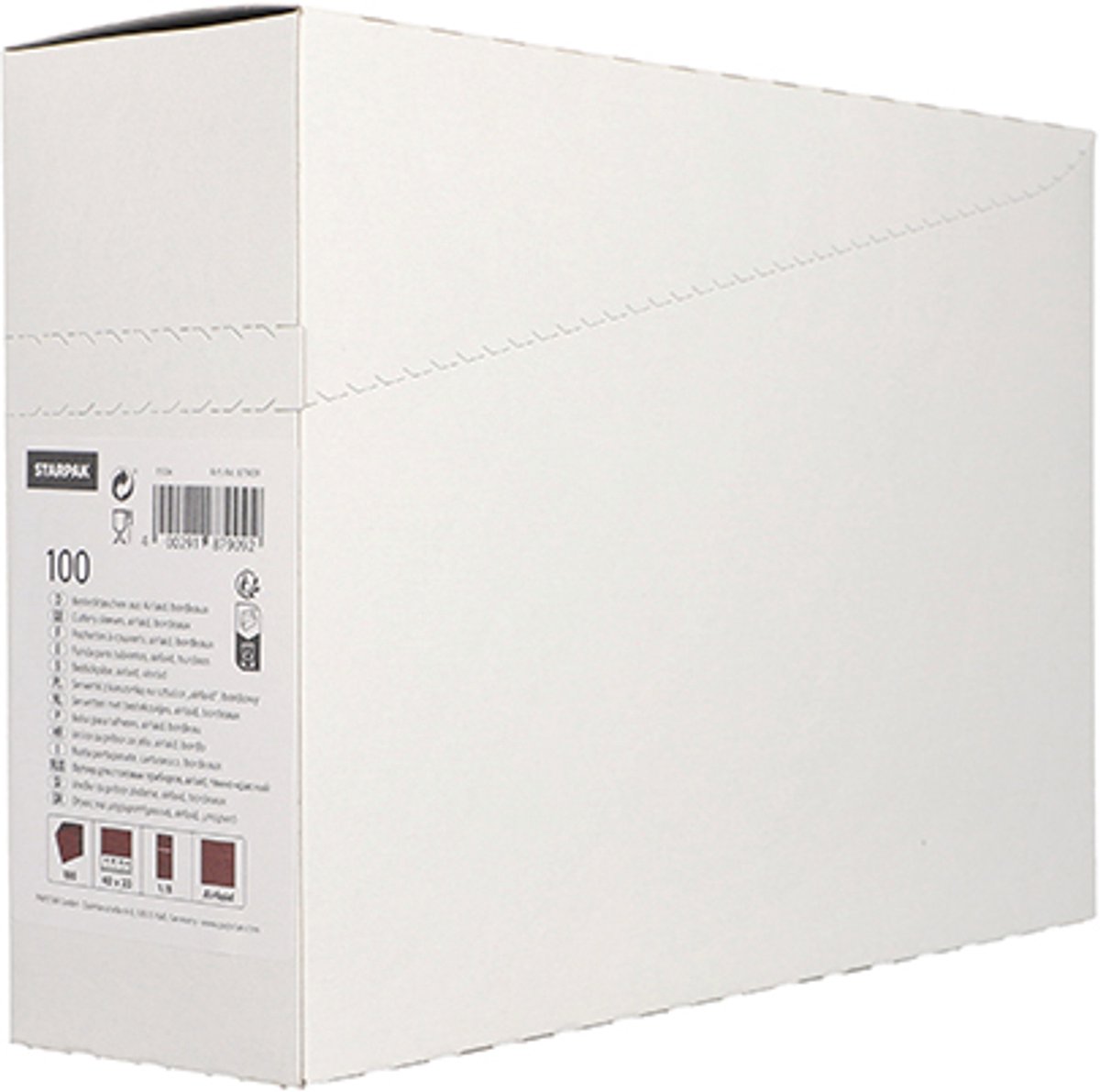 5x 100 Servetten met bestekzakjes airlaid 40 cm x 33 cm bordeaux met bestekvouw