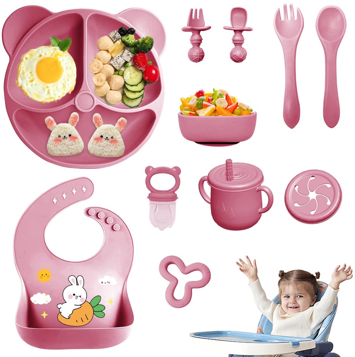 Omgoods - 11-Delige Baby Eetset van Silicone met Zuignap