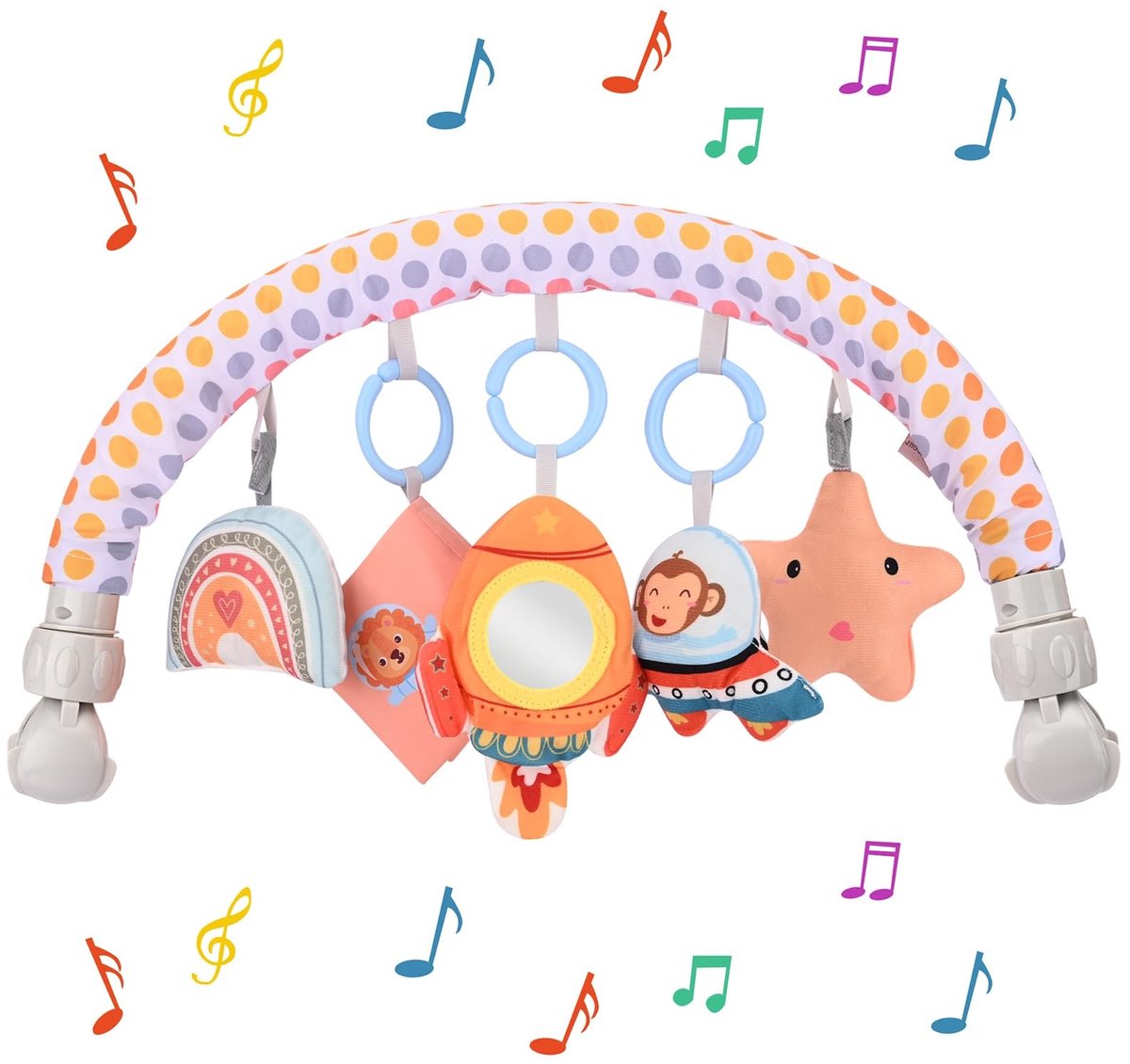 Omgoods - Verstelbare Pram Speelboog met Spiegel voor Baby's