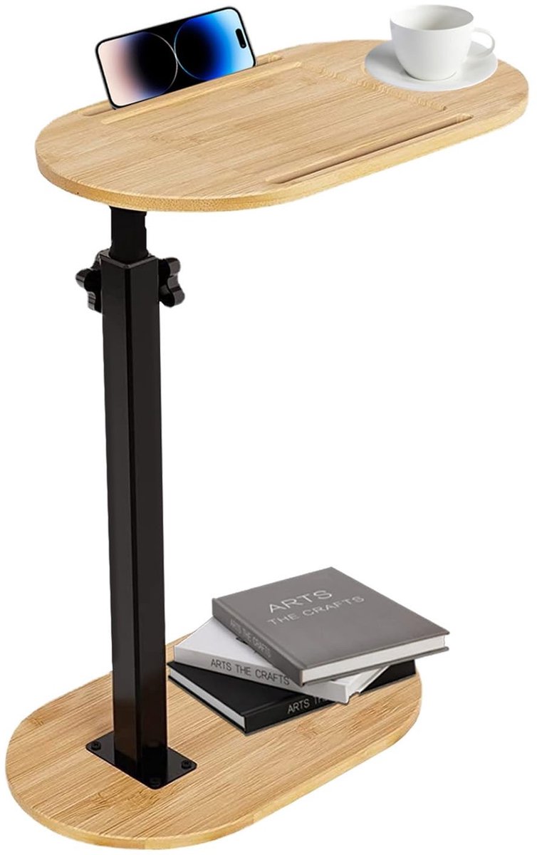 Omgoods - C-vormige Bijzettafel met Hoogteverstelling