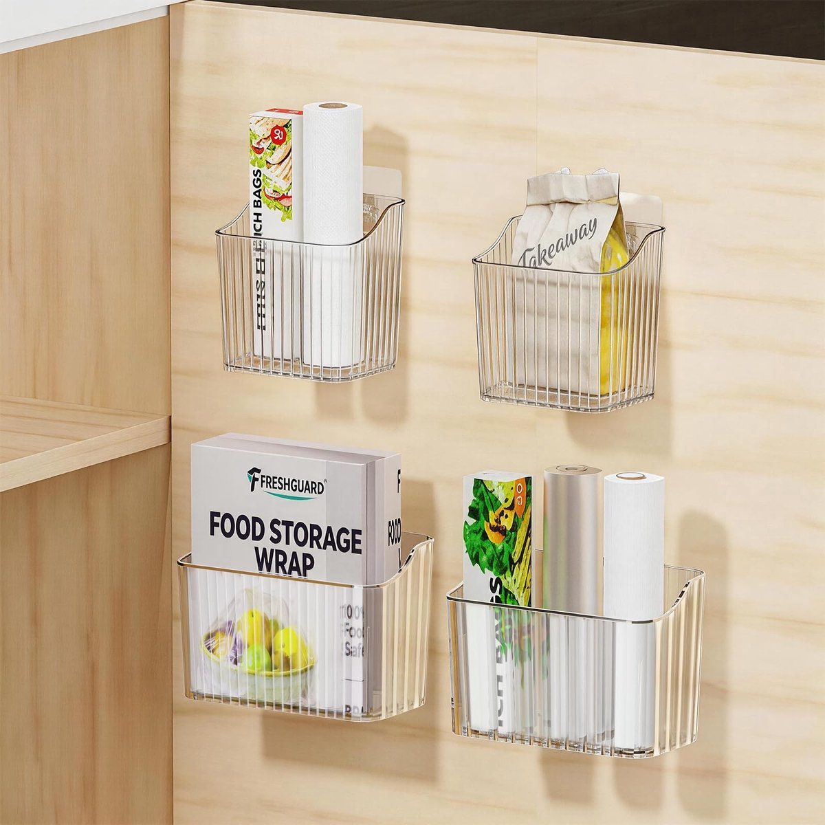 Omgoods - 4 Stuks Zelfklevende Opbergdozen voor Keuken en Badkamer