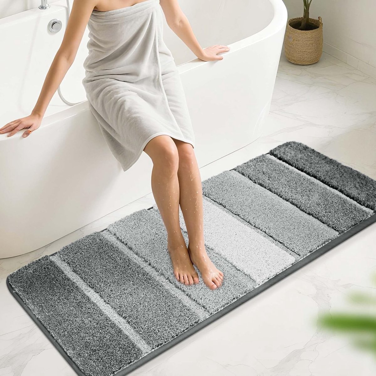 Omgoods - Zachte Antislip Badmat 50 x 150 cm, Grijs