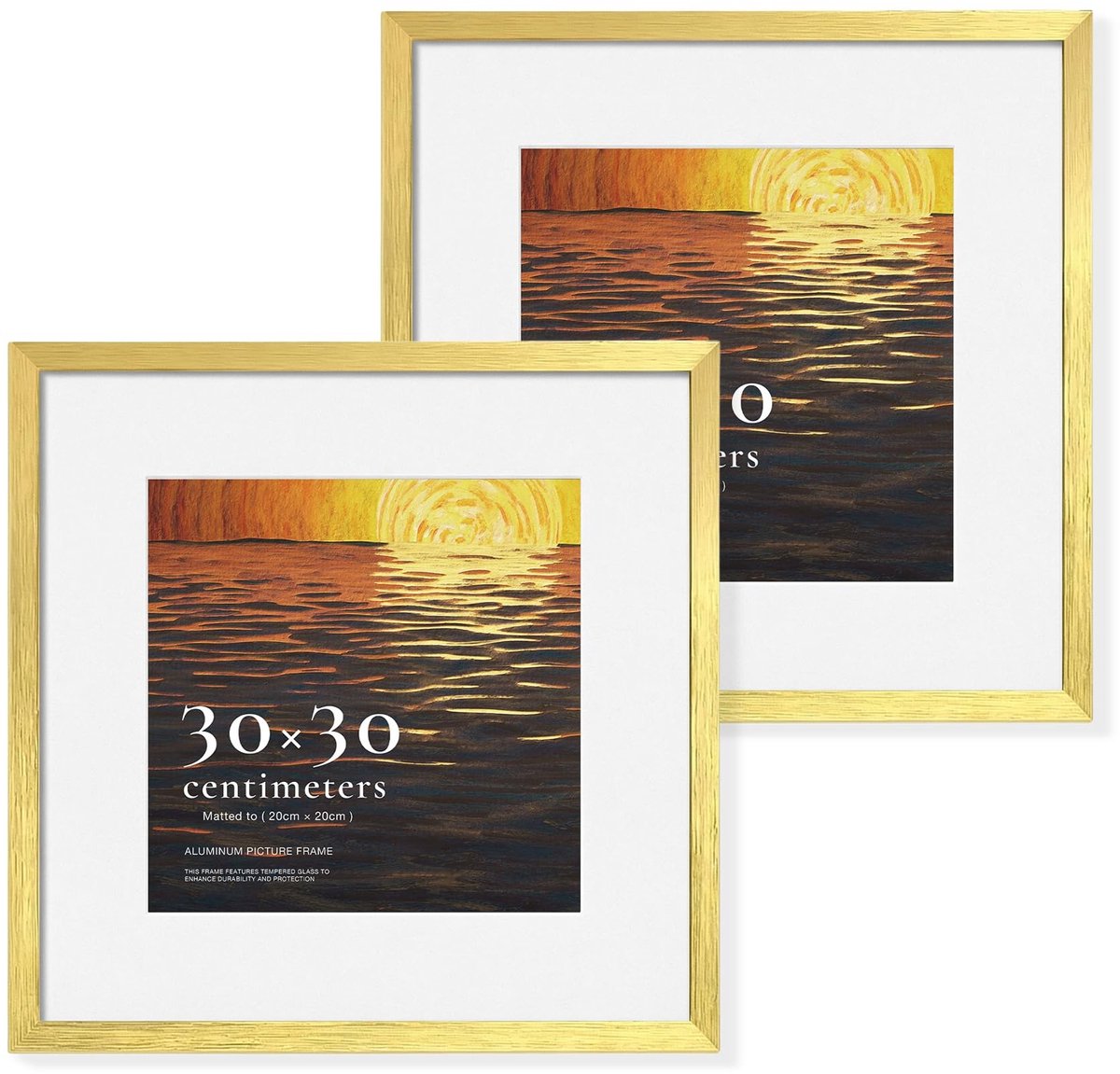 Omgoods - Aluminium Fotolijst Set van 2 - Geborsteld Goud voor 30 x 30 cm Foto's