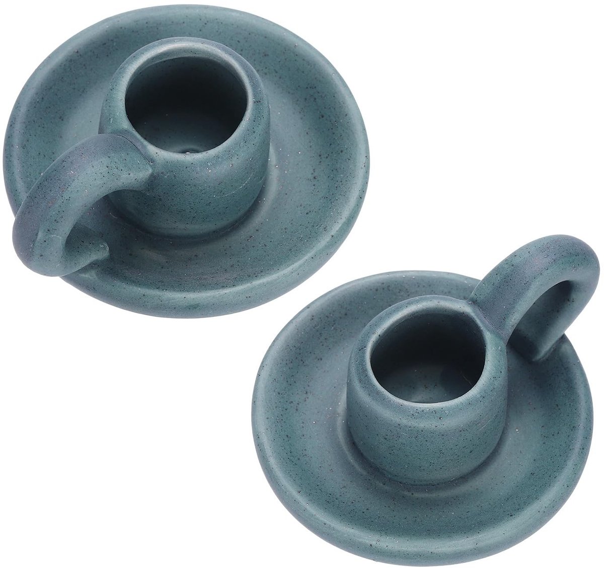 Omgoods - Set van 2 Keramische Kaarsenhouders Marineblauw