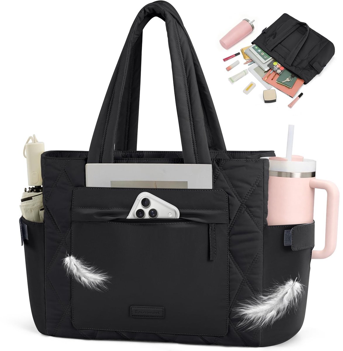 Omgoods - Lichtgewicht Puffer Tote Bag voor Dames met Meerdere Vakken