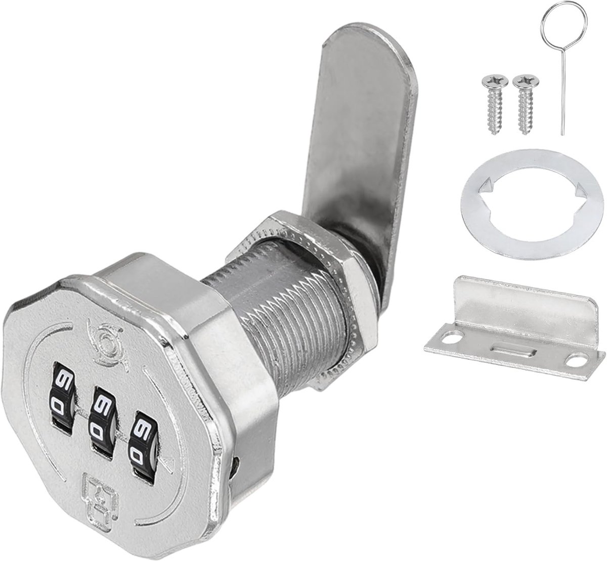 Omgoods - 3-Cijferig Keyless Metalen Kastslot met Cilinder 30mm