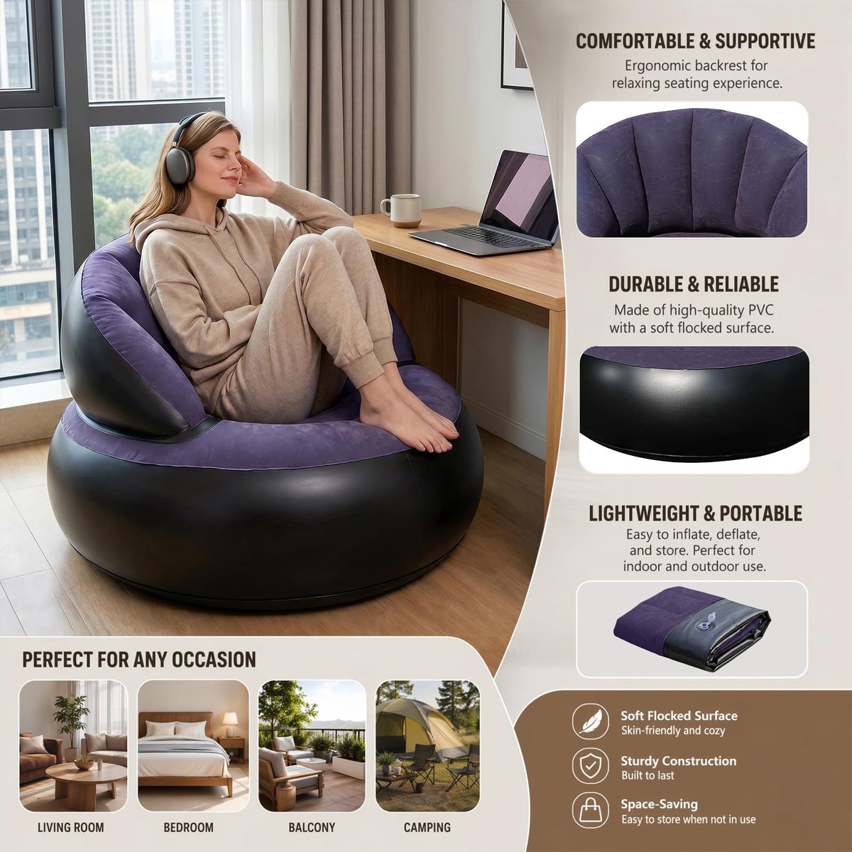Omgoods - Inflatable Sofa voor Binnen en Buiten met Voetpomp