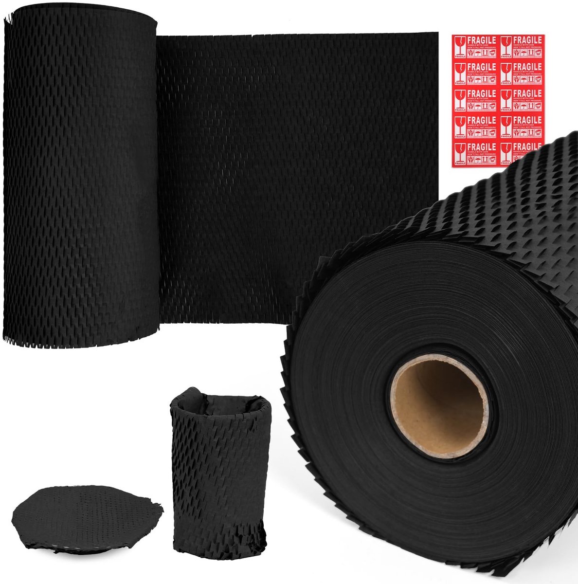 Omgoods - Biologisch Afbreekbaar Honingraat Inpakpapier 30 cm x 50 m Zwart