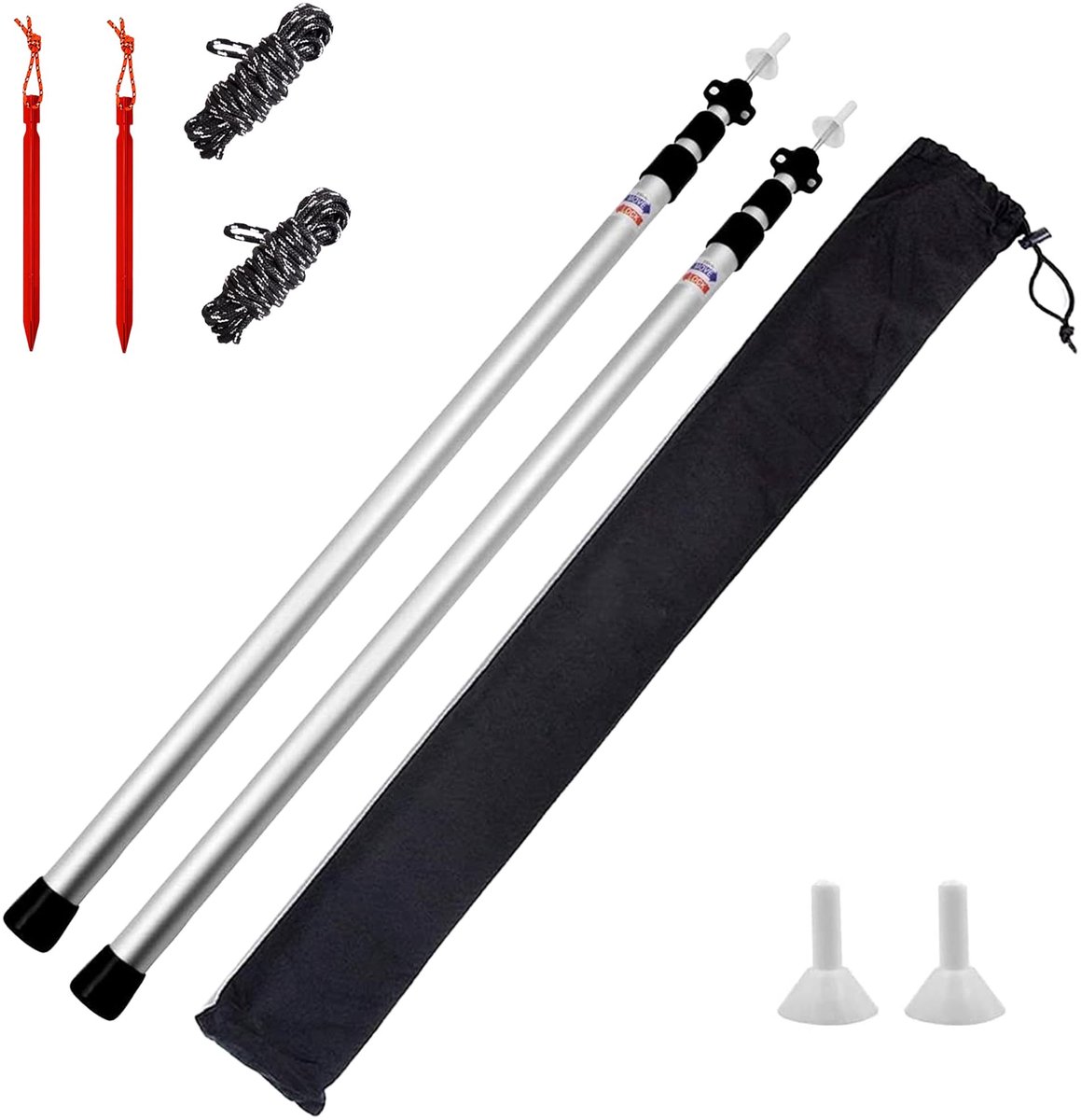 Omgoods - Set van 2 Telescopische Aluminium Zeilmasten met Accessoires