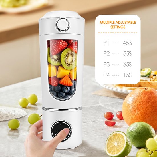 Draagbare Blender - Smoothie Maker - Gezonde Dranken Maken - 12 Roestvrij Staal Messen - 700 ml - Beige — afbeelding 4