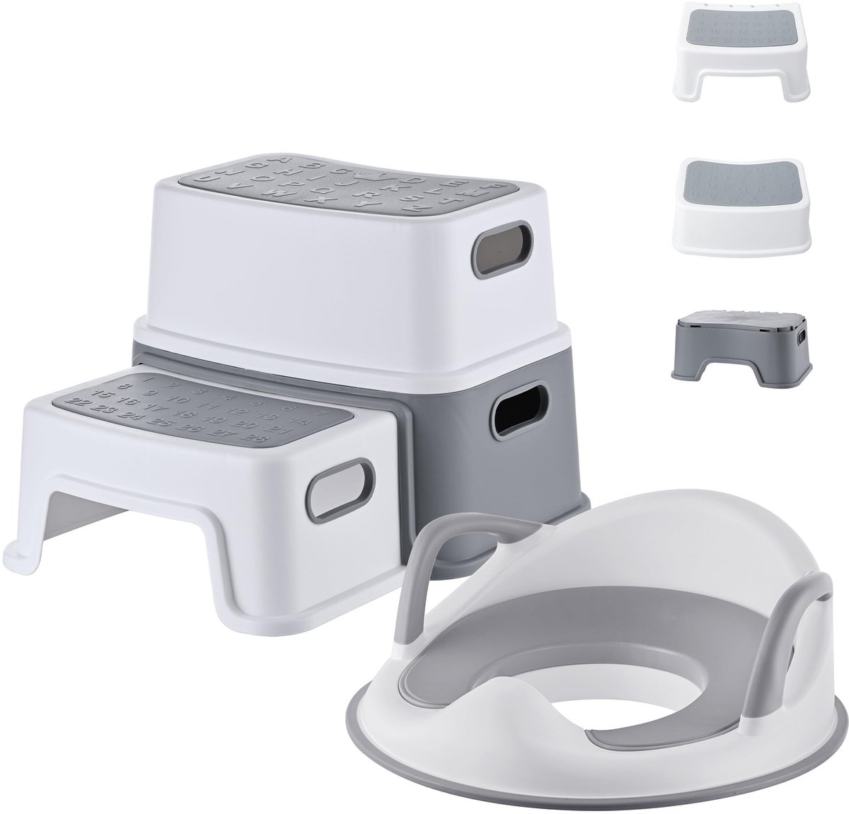 Omgoods - 2-in-1 Kinderzitje met Rugleuning en Handgrepen, Grijs/Wit