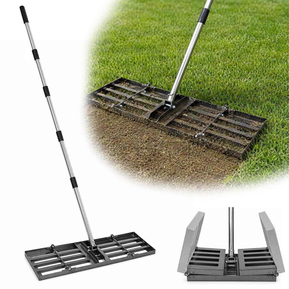 Omgoods - Opvouwbare Egaliseerhark voor Gazon 76x25 cm
