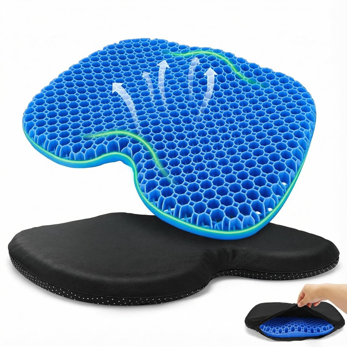 Omgoods - Extra Large Orthopaedic Gel Cushion - 48 x 38 x 5 cm voor optimaal zitcomfort