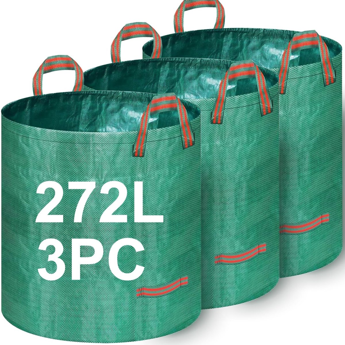 Omgoods- Tuintassen Heavy Duty - Herbruikbare Zak - Versterkte Handgrepen - Scheurvast PP-Materiaal - 272 Liter - Ideaal voor Bladeren Verzamelen - Afvalzakken
