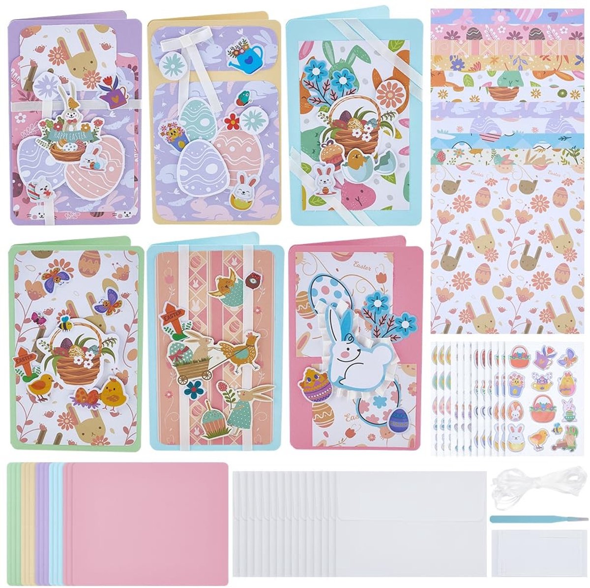 Omgoods - Set van 15 Handgemaakte Wenskaarten met Enveloppen en Decoraties