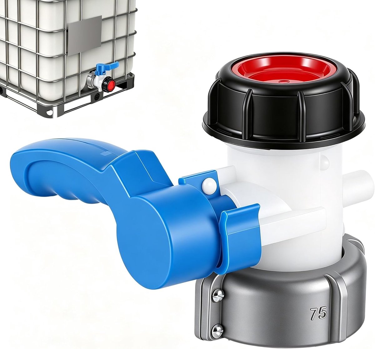 IBC tank accessoires DN50 75 mm - IBC kraan van aluminium - corrosiebestendig - ideaal voor regenton - ShopVlot