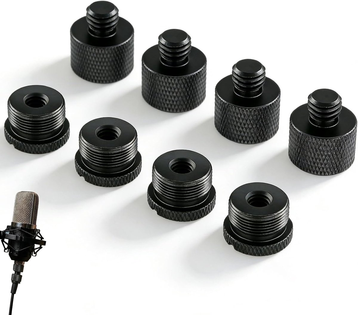 8 stuks microfoonhouderadapters, 4 schroefdraden (1/4 inch, 3/8 inch, 5/8 inch), schroefdraadadapter van metaal - ShopVlot