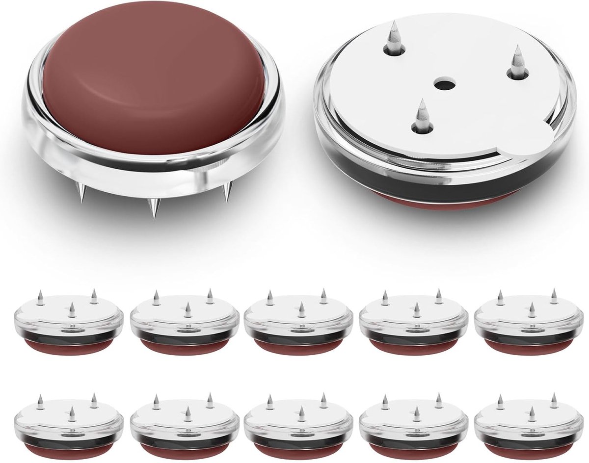 12 Pieces Teflon Furniture Glides with 3 Nails Ø 19 mm Furniture Glides Round, Teflon Glides with Nail PTFE Chair - ShopVlot