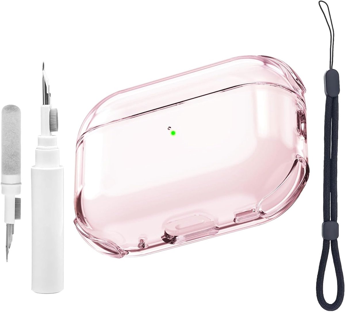 SnelShoppen - Transparante Beschermhoes Geschikt voor Airpods Pro 3e Generatie met Reinigingskit, Schokbestendige Case met Polsband, Ondersteunt Draad