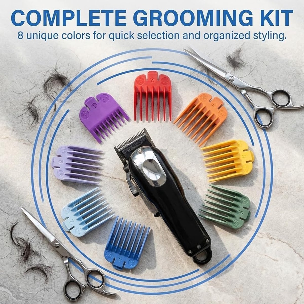 Trimmer accessoires set 8 stuks - Haartrimmer opzetstukken 3mm tot 25mm - Precisie snijden - Flexibel voor styling - SnelShoppen