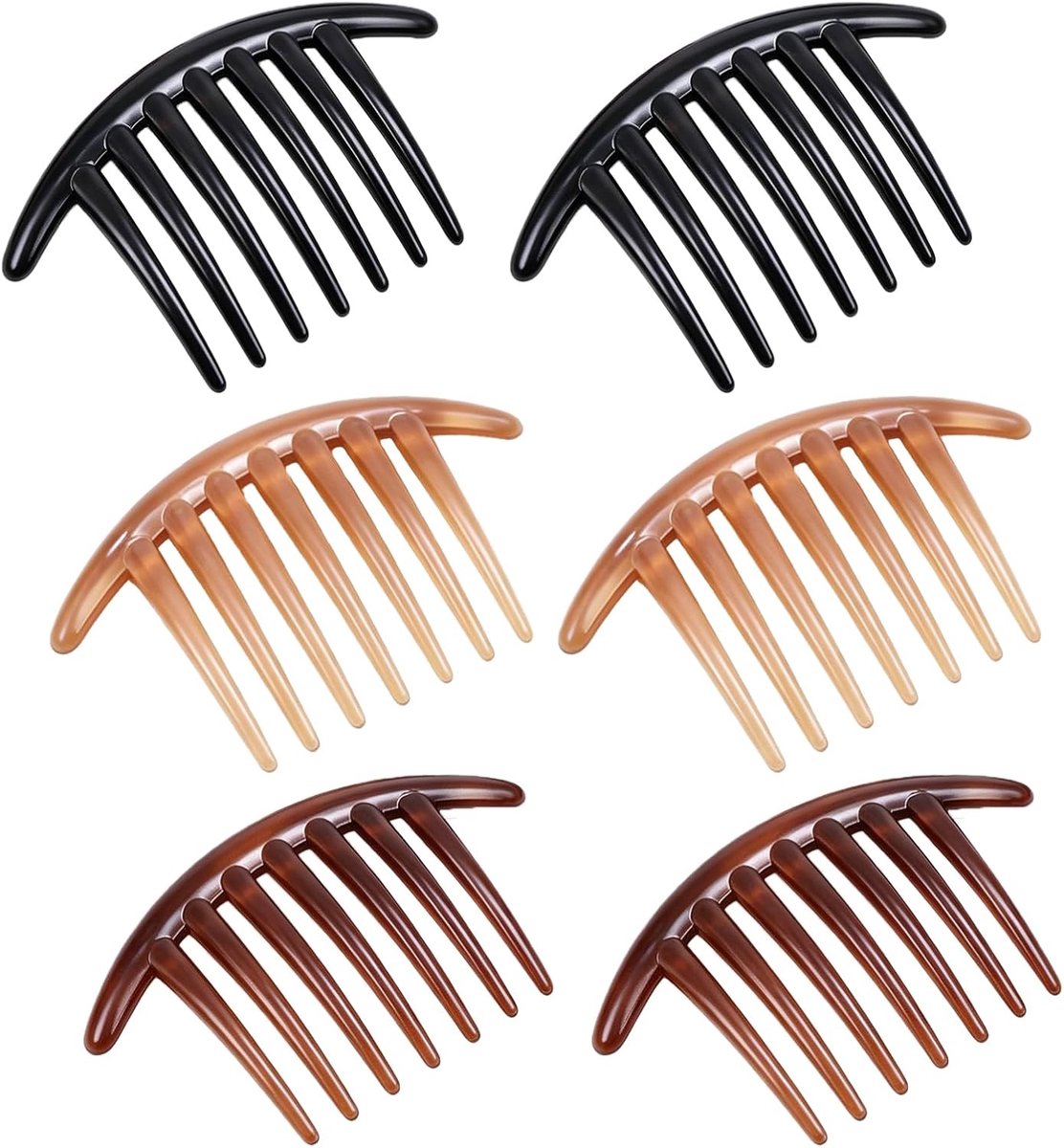 SnelShoppen - 6 Stuks Haarkammen voor Vrouwen, Franse Kam Haardia's, 7 Tanden Acryl Franse Twist Kam voor Bruidskapsels, Geschikt voor Rechte en Krull