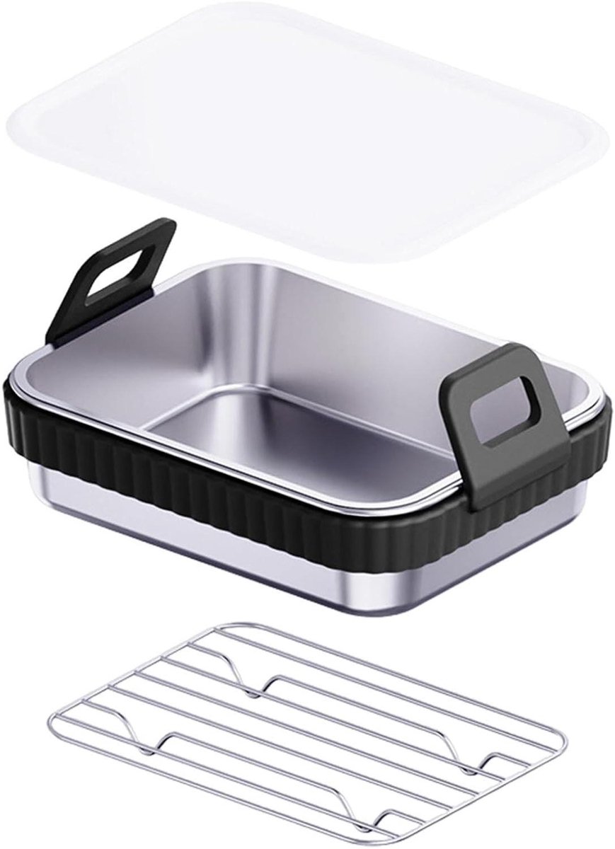 Airfryer Bakblik - Airfryer Pan Rooster - Gezond Koken - Gelijkmatige Warmte - 20x15x5.5cm - Zwart