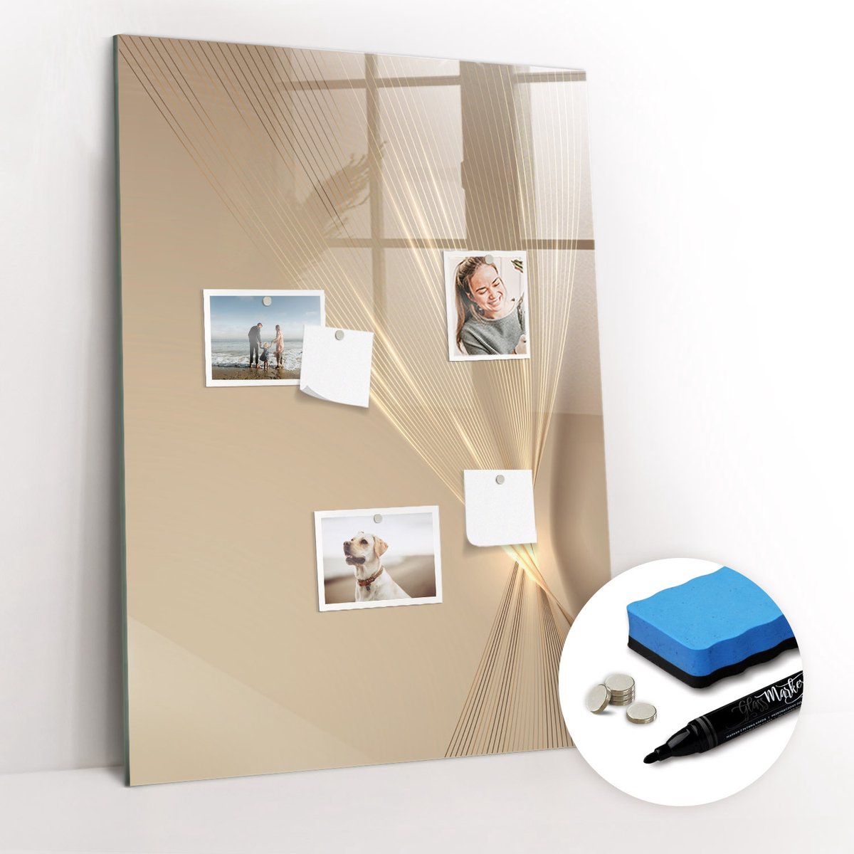 Tulup Whitebord - Abstract licht - 70 x 100 cm - Beige Magneetbord Rechthoekig - Gratis 5 Sterke Magneten + Whiteboard Marker & Wisser - Organizer Muur - Foto Magneetbord - Notitiebord Werkplek