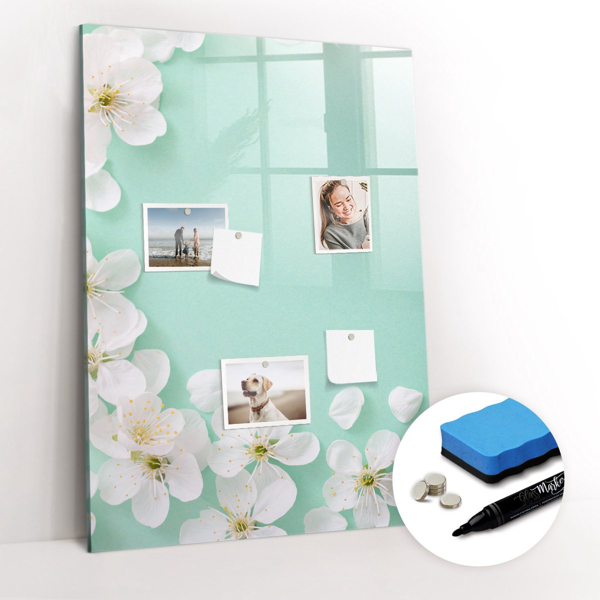 Tulup Whitebord - Bloeiende bloemen - 70 x 100 cm - Groente Magnetisch Bord Kind - Gratis 5 Sterke Magneten + Whiteboard Marker & Wisser - Moderne Wanddecoratie - Magnet Board - Notitiebord Werkplek