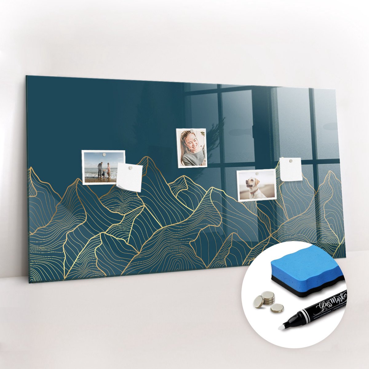 Tulup Whitebord - Schets van de bergen - 120 x 60 cm - Marine Magnet Board - Gratis 5 Sterke Magneten + Whiteboard Marker & Wisser - Industrieel Wandbord - Magnetisch Wandbord - Productiviteit Tools