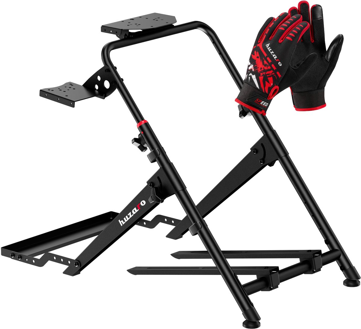 Huzaro Speed 4.0-stuur in standaarduitvoering – voor racesimulators met wielhouder – inclusief handschoenen – zwart