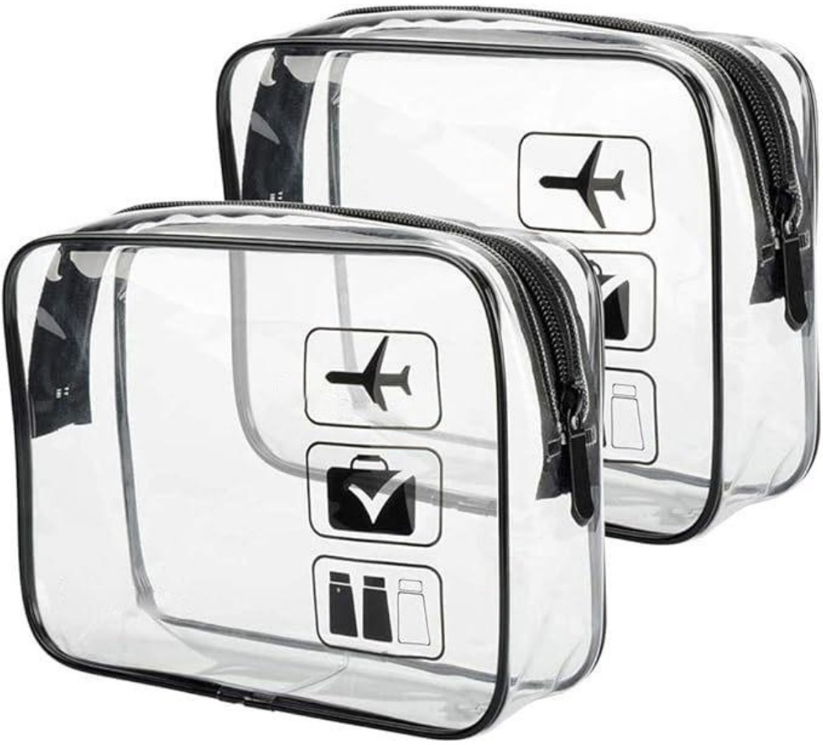 SSTRWGOOD Transparante toilettas - Tas geschikt voor vloeistoffen als handbagage - Transparante make-uptas - Tas goedgekeurd geschikt voor gebruik op het vliegveld - Reistas voor in het vliegtuig - 20×16×6 cm