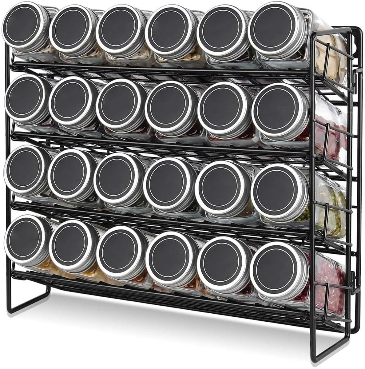 Omgoods - Zwarte Specerijenrek Organizer - 4 Laags Voor Wand of Aanrecht