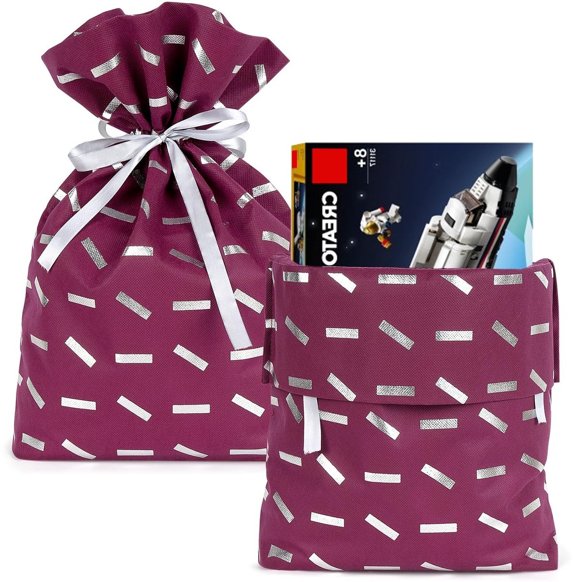 Omgoods- Cadeauzakjes Herbruikbaar - 4-pack - Niet-geweven Stoffen - Geschenktas - Draagtas - Compatibel met LEGO Toys - Geschenktassen