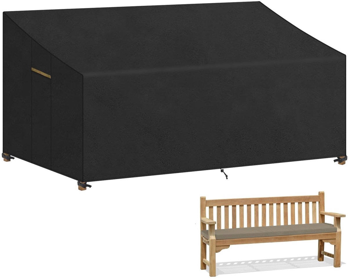 Omgoods- Tuinbank Hoes Waterdicht - Beschermhoes Tuinmeubelen - Afdekhoes Tuinbank - 3-4 Zits Tuinbank - Scheurbestendig - Ventilatieopeningen 190x80x63/89 cm - Tuinmeubelhoes