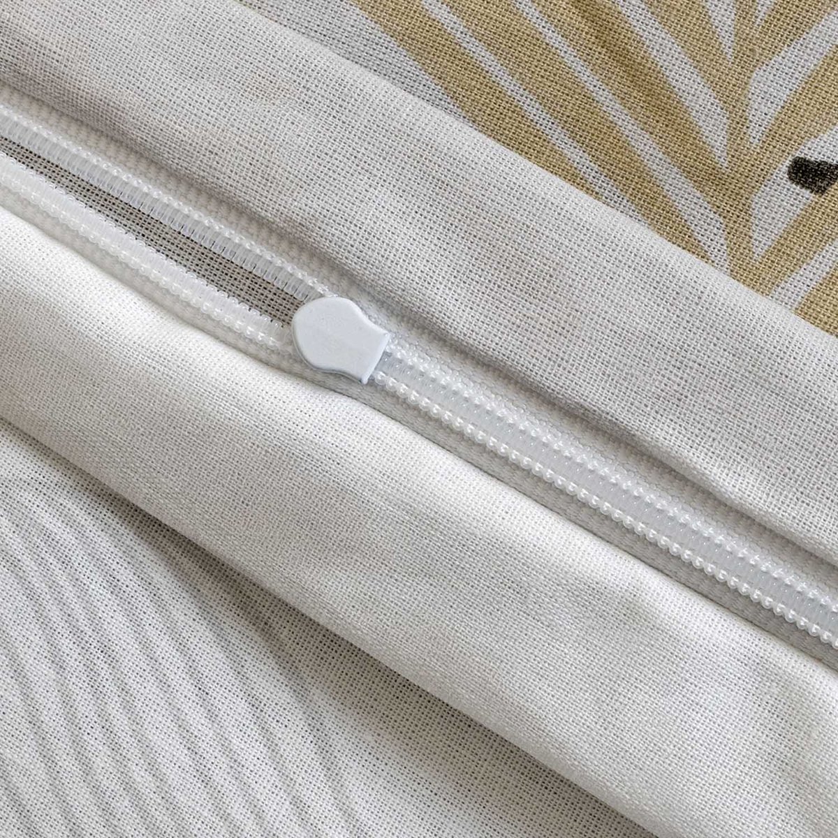 Darymex Sonella Dekbedovertrek 200x220 cm - Beige / Bruin - Bladeren & Veren - 100% Ranforce Katoen - Lits-Jumeaux - Met Ritssluiting - Met 2 Kussenslopen 70x80 cm