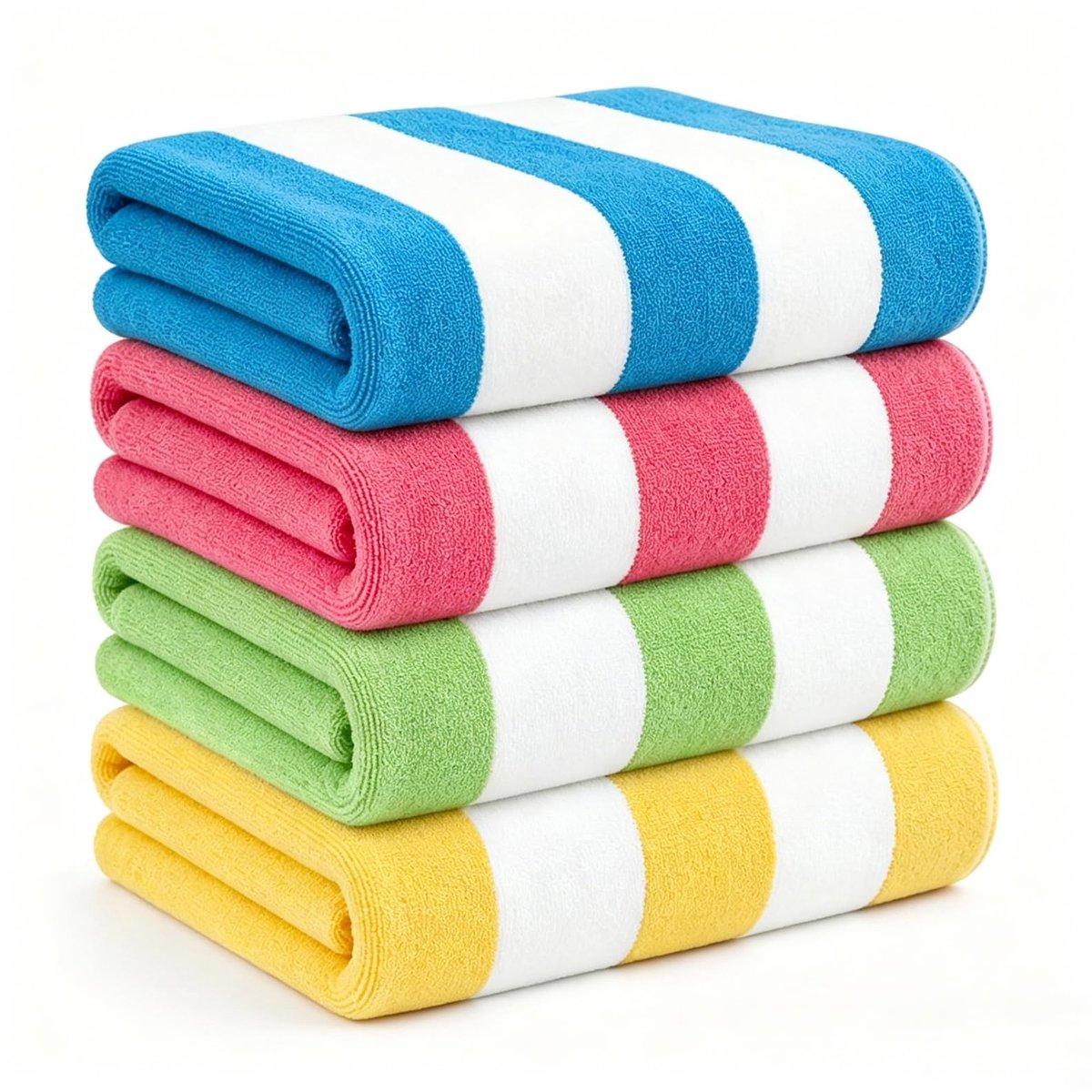 Omgoods - Set van 4 Microvezel Strandlakens met Kleurrijke Strepen 76x152 cm
