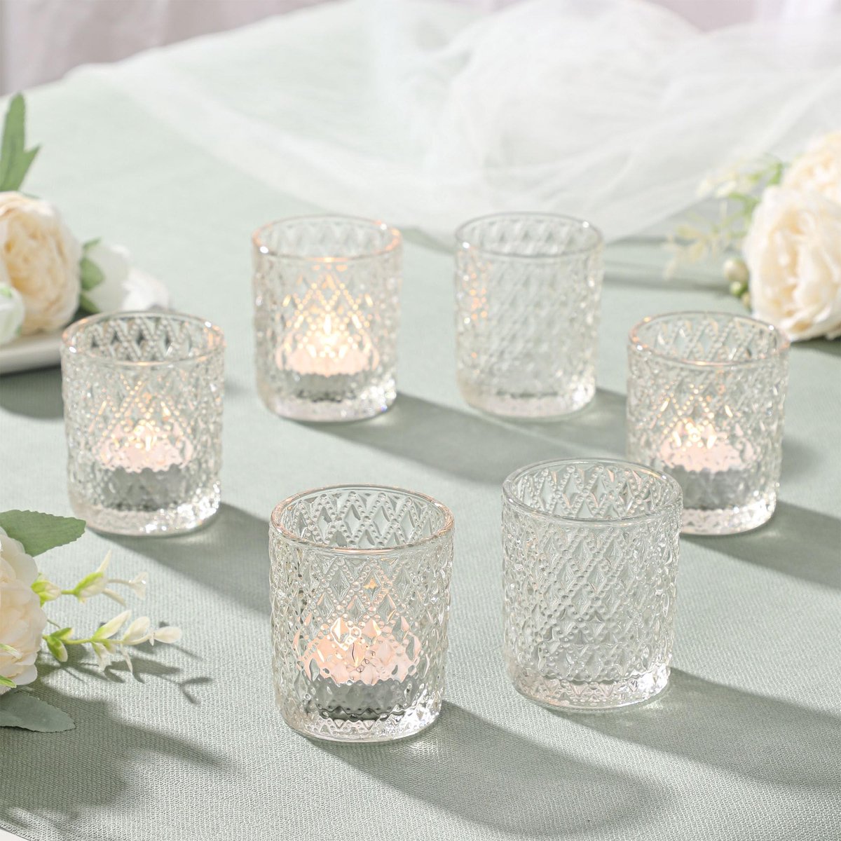 Omgoods - Set van 12 Glazen Tealight Houder voor Decoratie