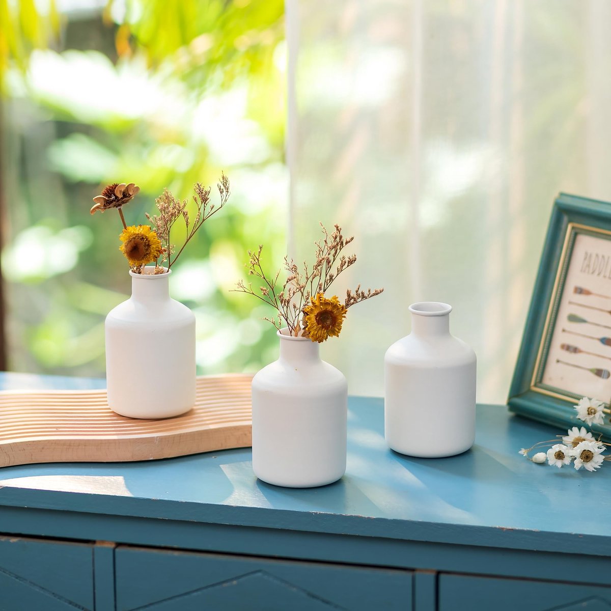 Omgoods - Set van 3 Mini Witte Bloemenvaasjes