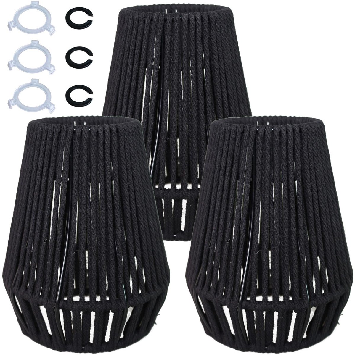 Omgoods - Rieten Lampenkappen Set van 3, Bohemian Stijl