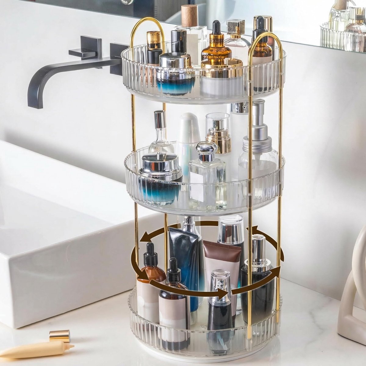 Omgoods- Makeup Organizer 360° Draaibaar - Cosmetica Organiser - Make-up Organizer - Dresser - Badkamer - Stevig en Duurzaam