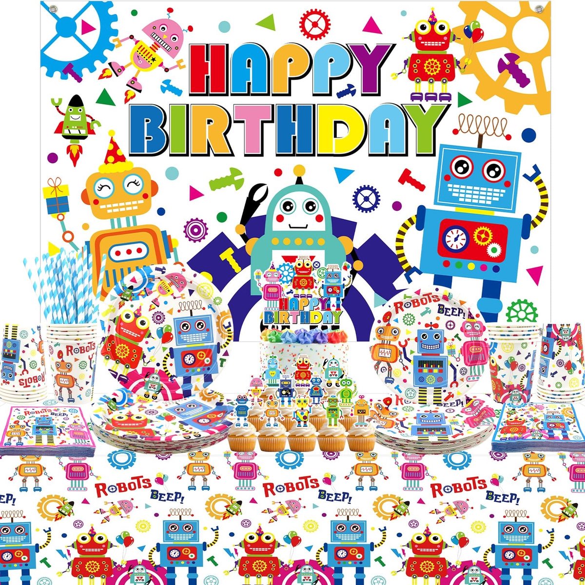 Omgoods - Robot Verjaardagsfeest Decoratie Set voor Kinderen