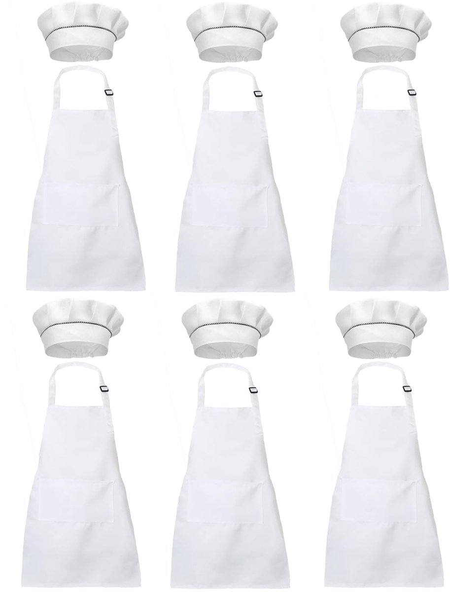 Omgoods - Set van 6 Kinderschorten en Hoeden voor Koken en Knutselen