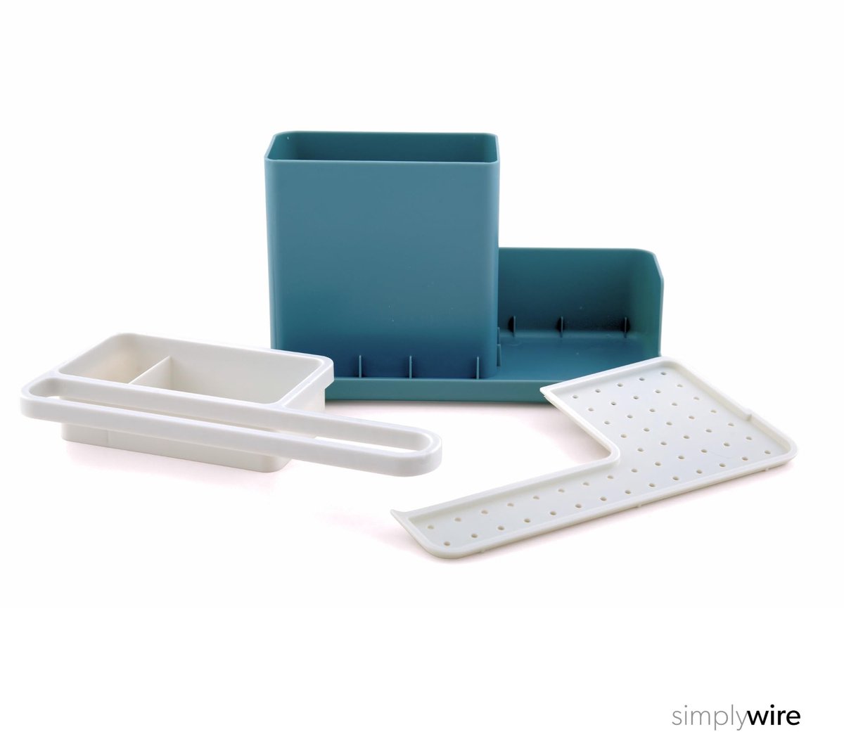 Omgoods - Afwas Organizer met Verwijderbare Drupbak in Teal en Wit